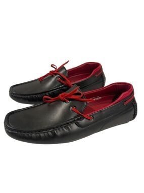 Men’s Chuxx Black & Red Faux Leather Slip On Loafers Size 8 US!